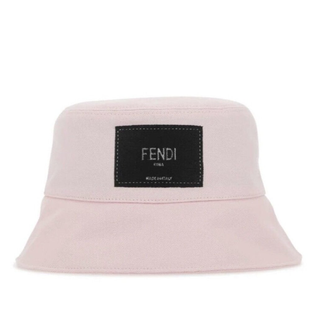 Nwt Fendi Roma Logo Patch Bucket Hat Pink Sz S 100% Authentic